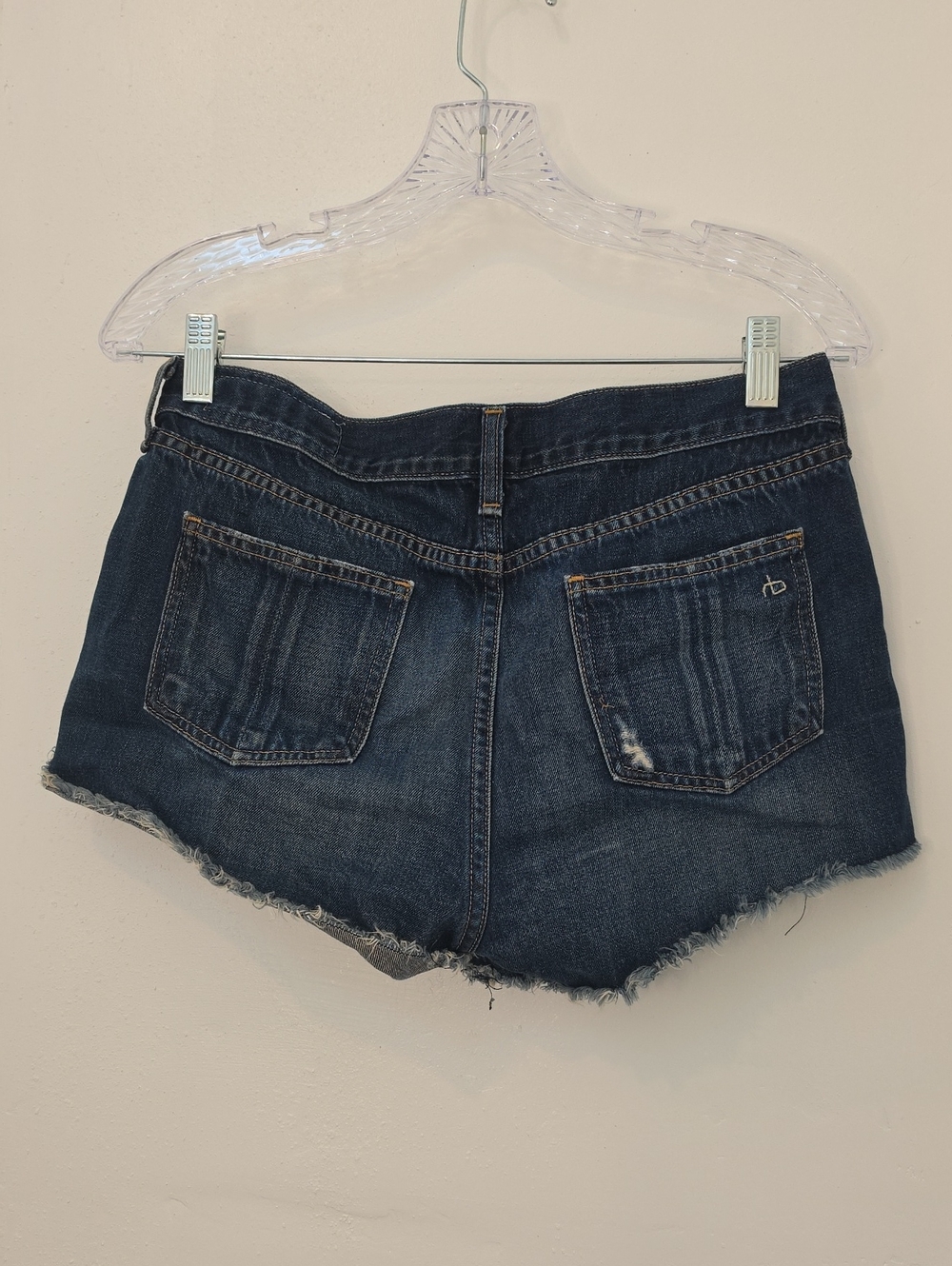 Rag &Bone Blue Dark Wash Distressed Cotton Denim Shorts 27 - Picture 3 of 4